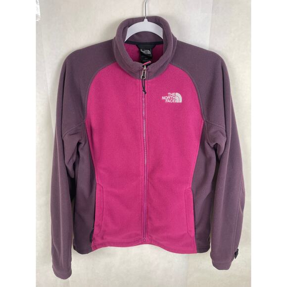 The North Face Womens Fleece Pink and purple color block Full Zip Jacket Size M - Picture 1 of 6